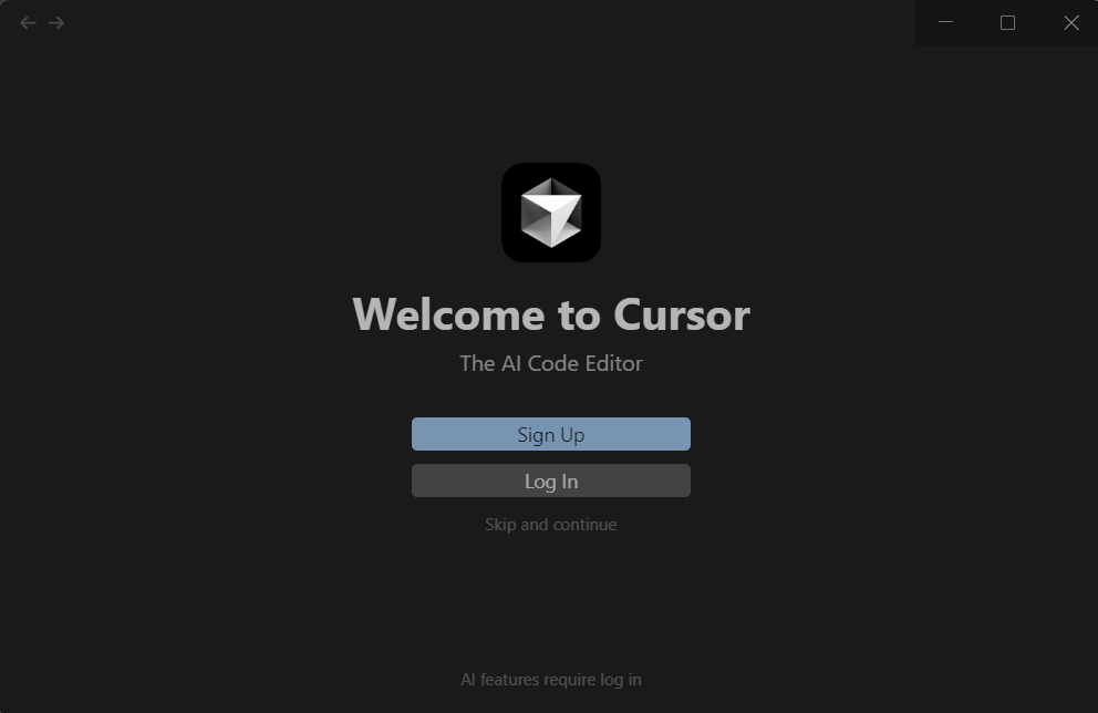 Cursor editor first open