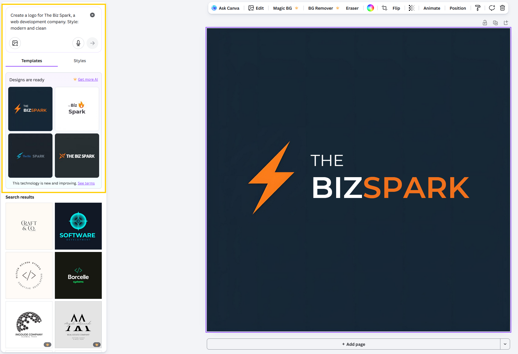 Canva AI logo generator