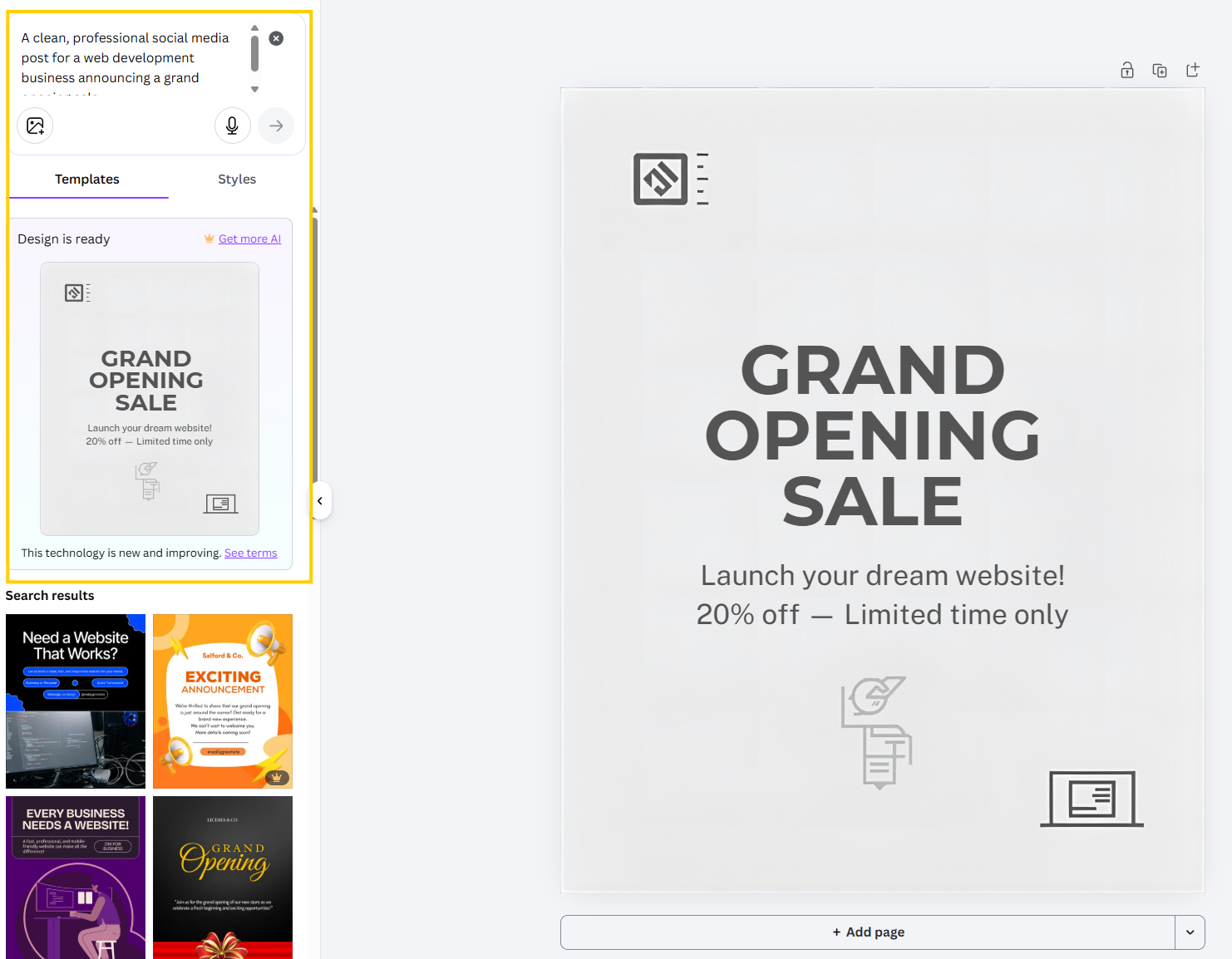 Canva Magic Design generating social media posts