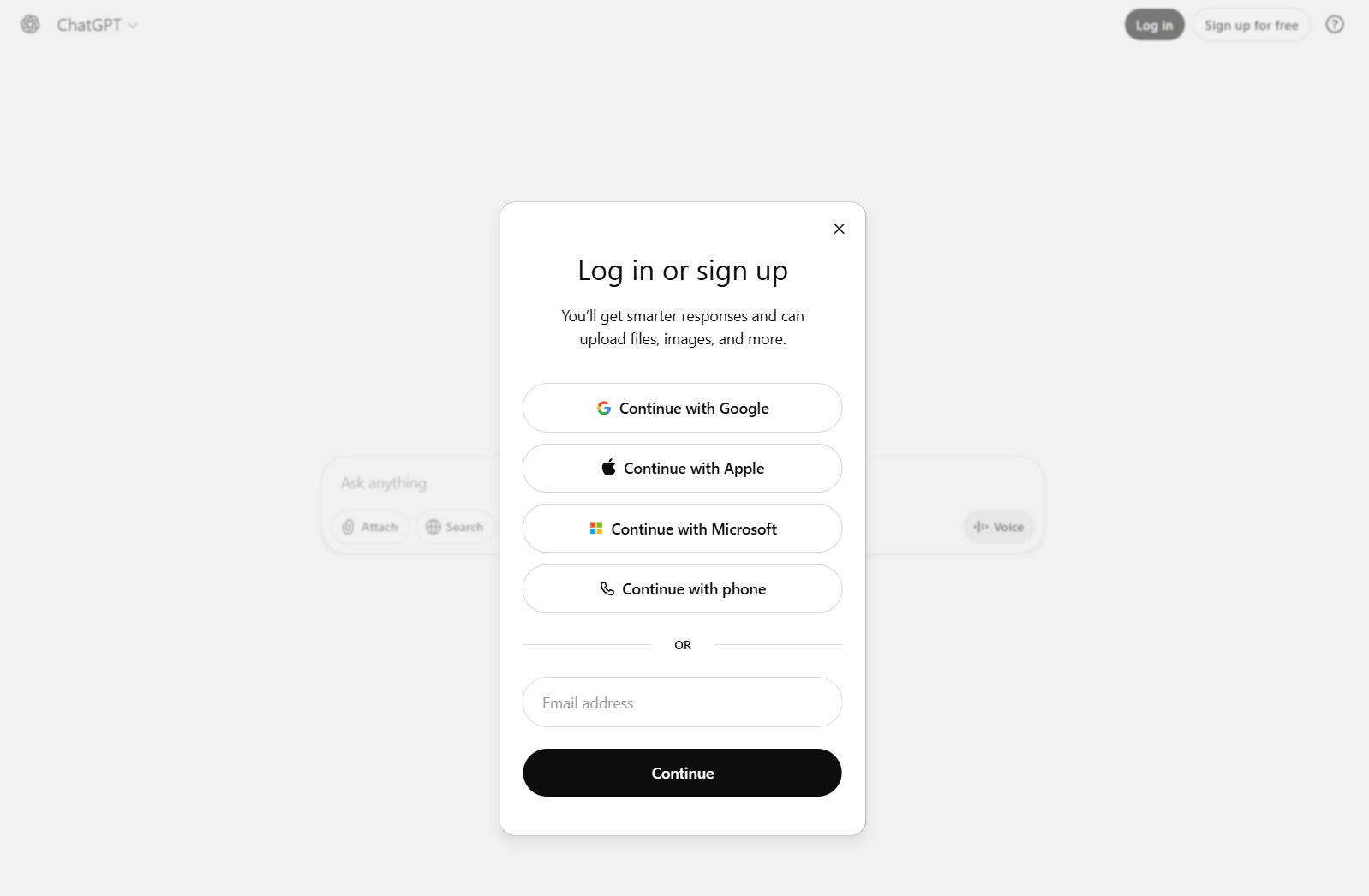 ChatGPT sign up page