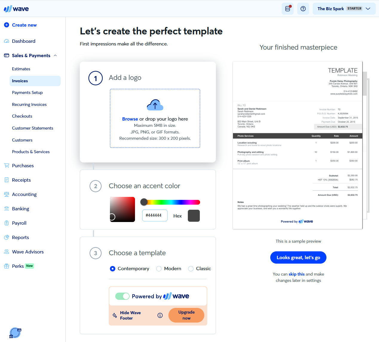 Wave invoice creation
