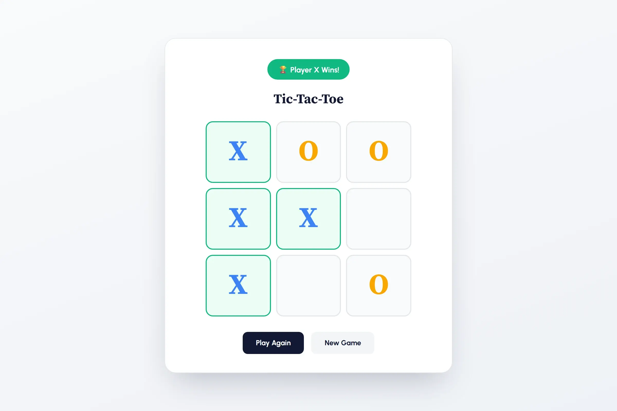 Brand-styled demo of a beginner vibe coding tic-tac-toe game with a win banner
